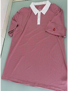 Swannies Golf Polo Shirt Mens XL Performance Red White Stripe Short Sleeve